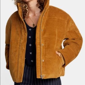RVCA Mustard Corduroy Puffer Cropped Jacket